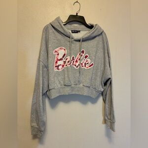 Barbie Heather Gray Cropped Hoodie NWT